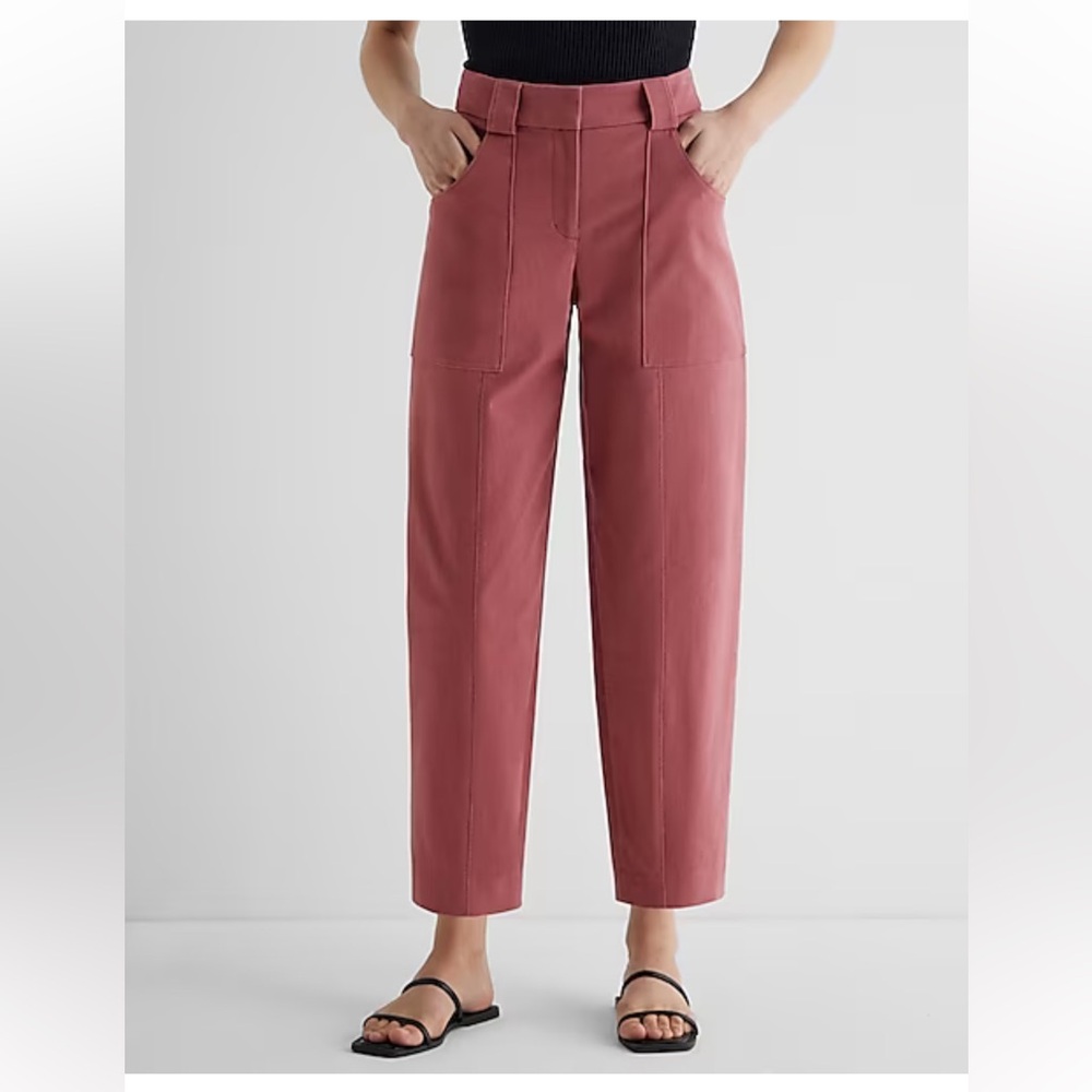 Super High Waisted Cropped Utility Trouser Pant express womens NEW